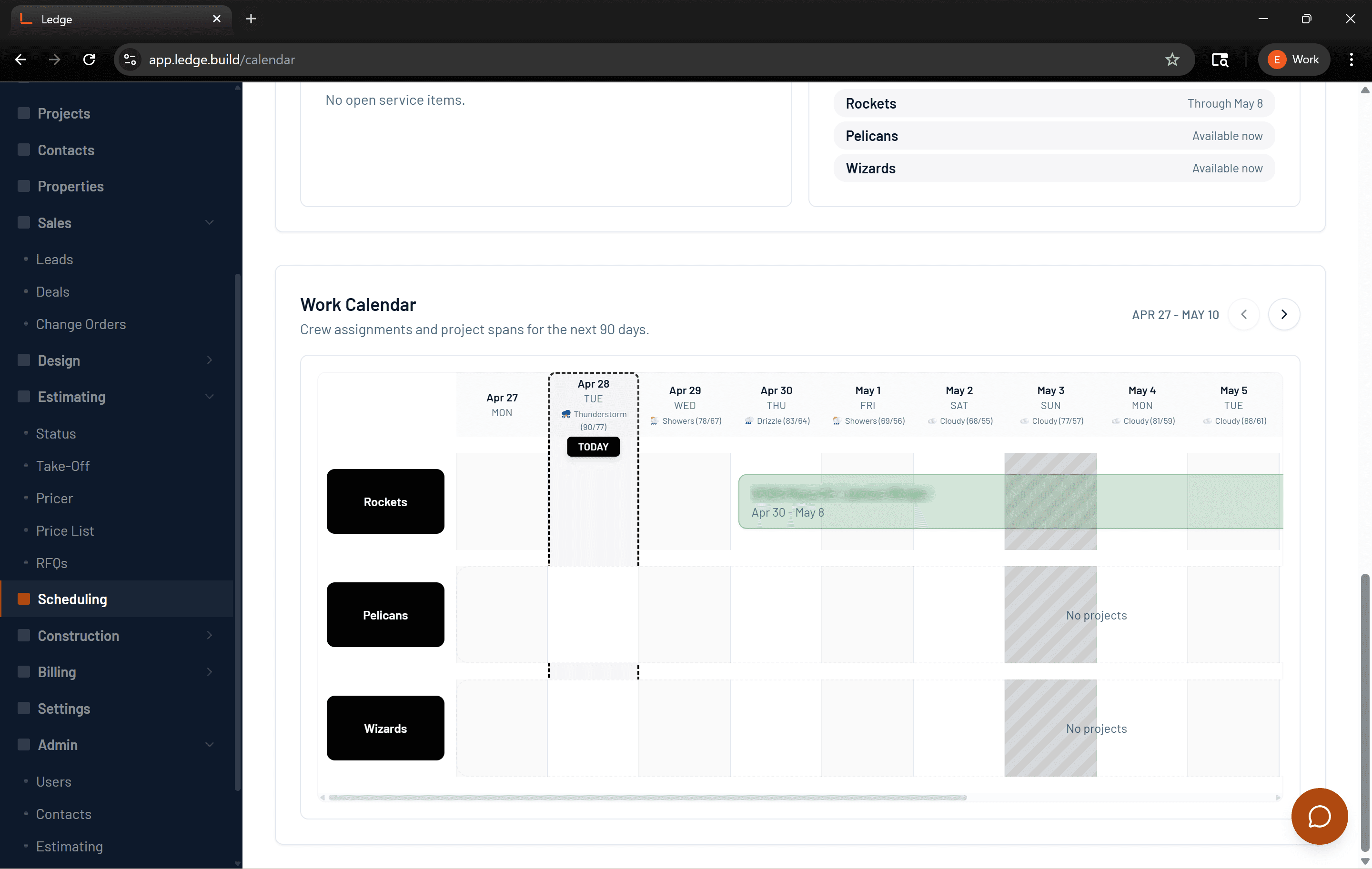 Schedule — view 2