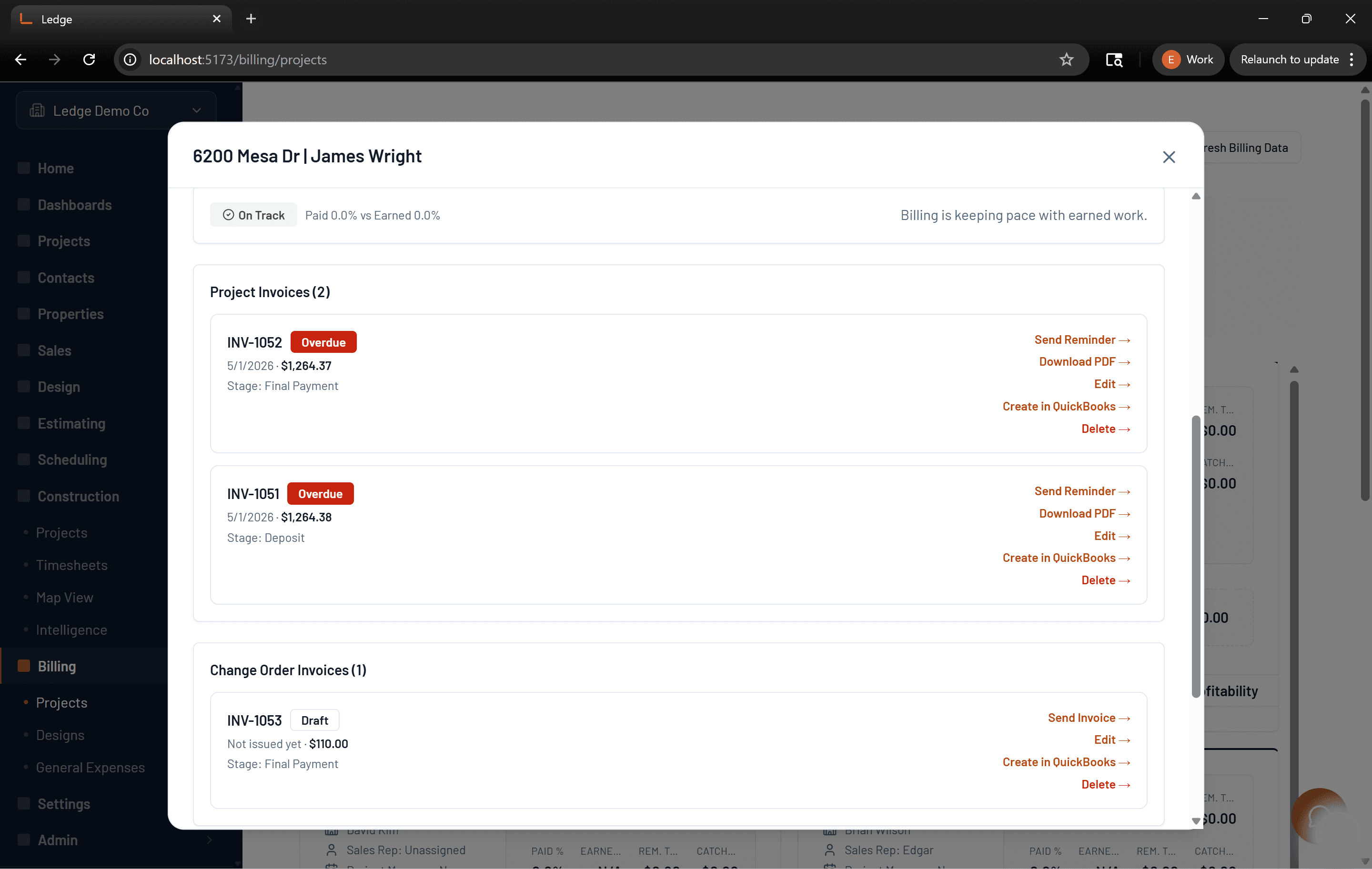 Status syncs from QuickBooks