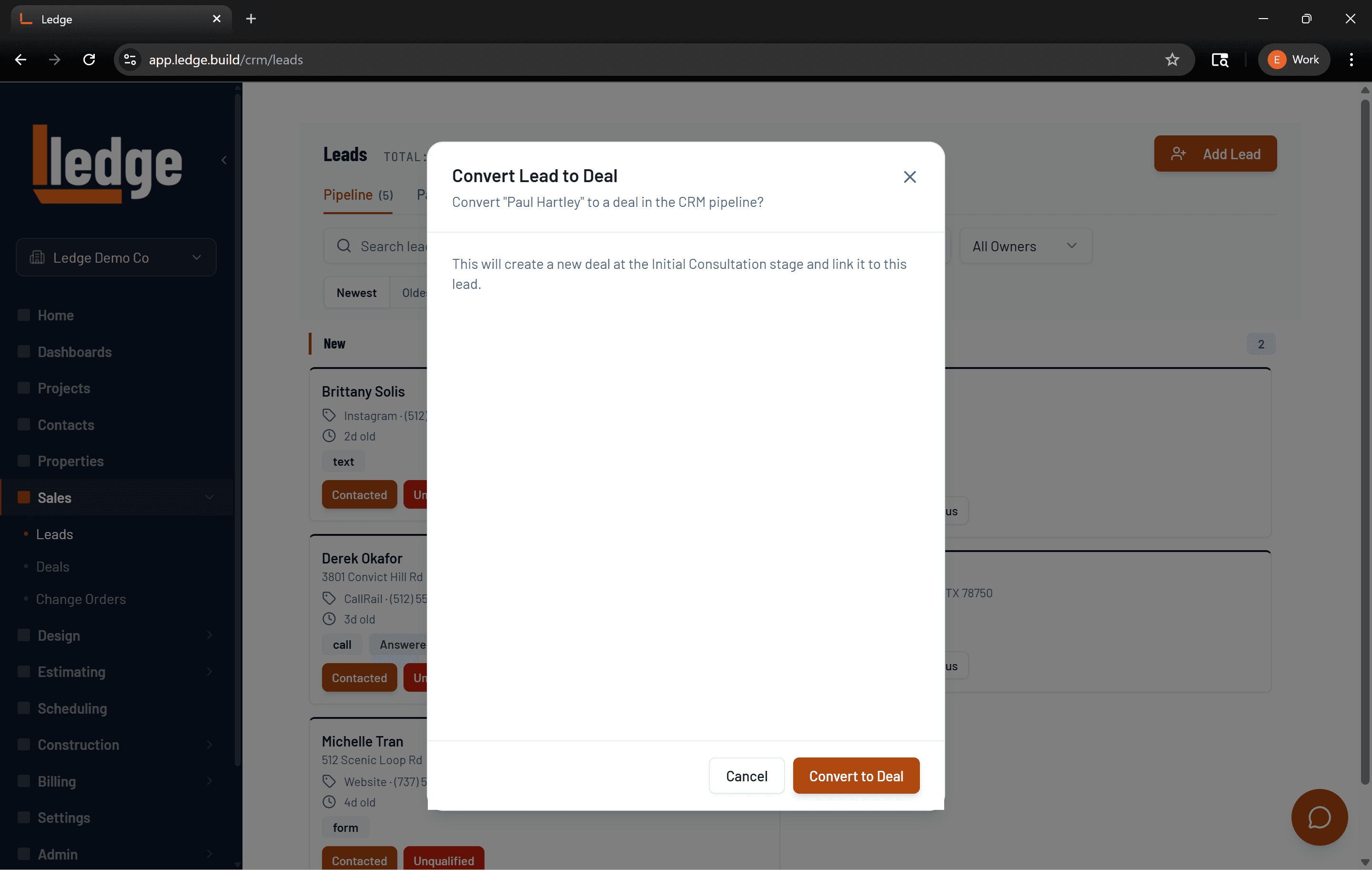 Convert to a deal in one click