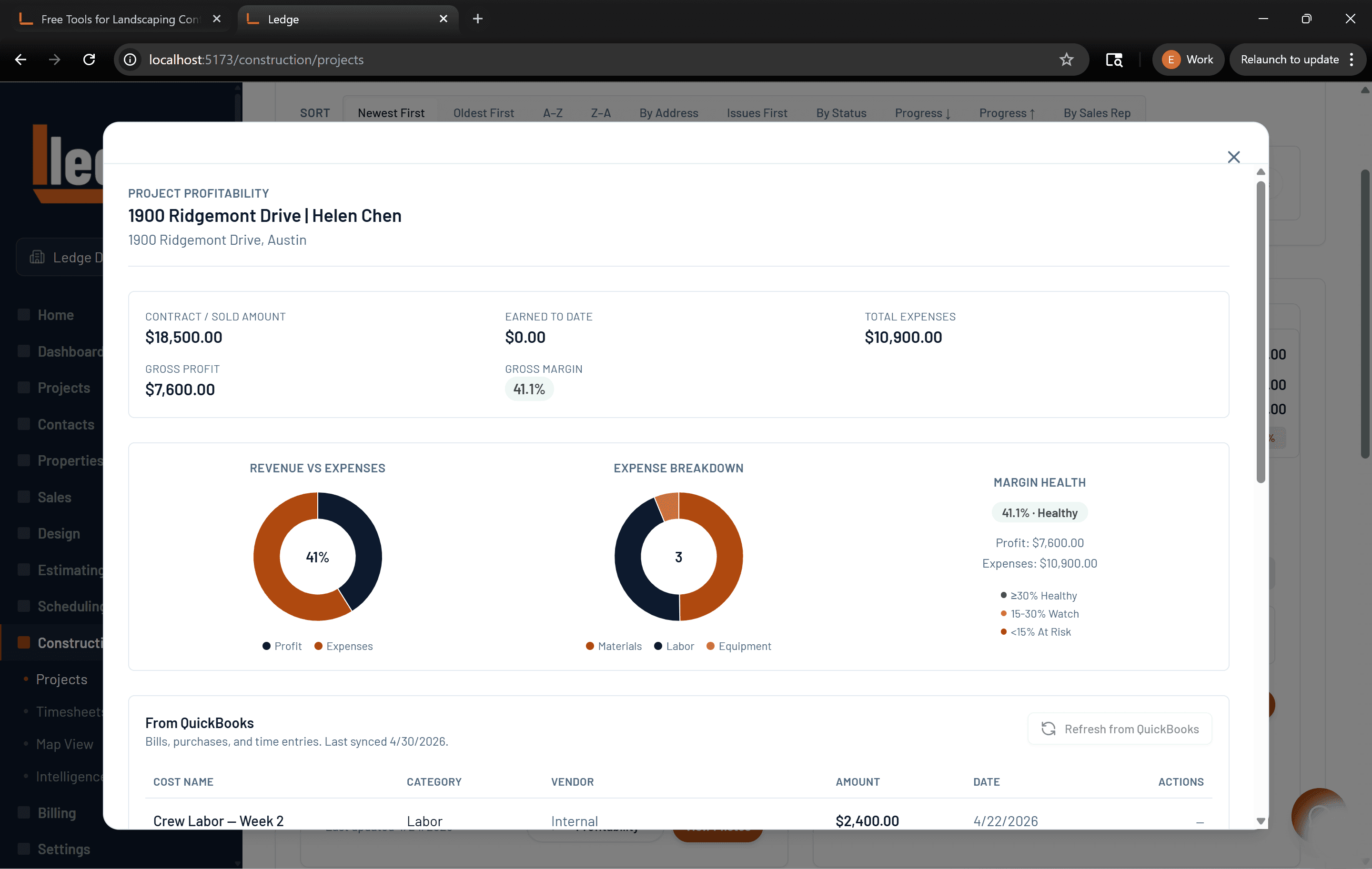 Margin is visible in real time