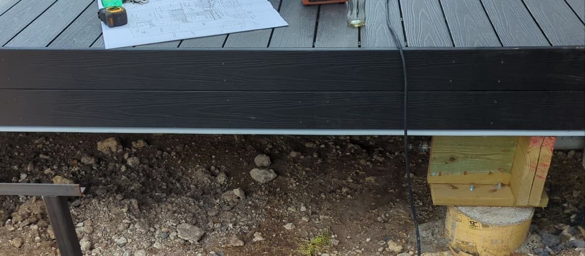 Framed deck under construction with visible footings — how landscape contractors estimate deck installation cost