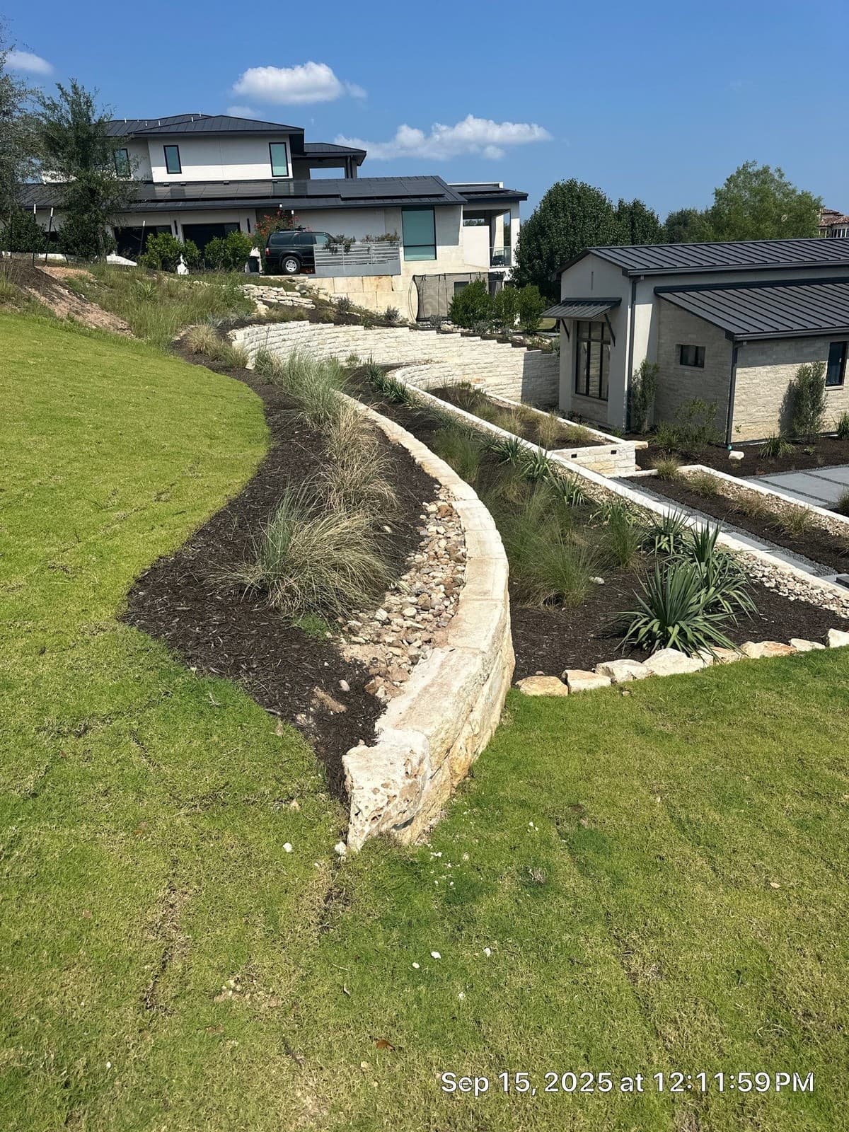 Natural turf estimating worksheet showing area calculation, material waste factor, and installation hours
